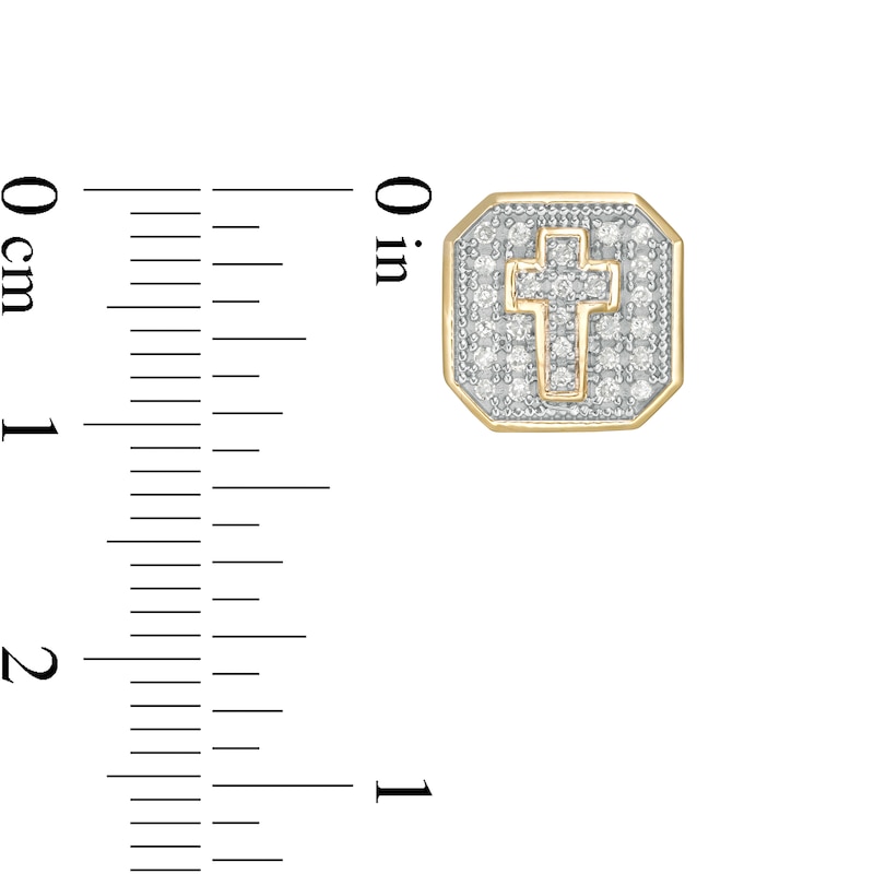 Main Image 2 of 1/4 CT. T.W. Diamond Cross Octagon Stud Earrings in 10K Gold