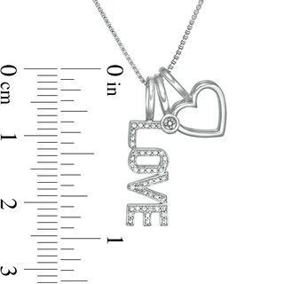 Diamond Accent "LOVE" Theme Charms Pendant in Sterling Silver