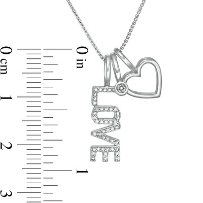Diamond Accent "LOVE" Theme Charms Pendant in Sterling Silver