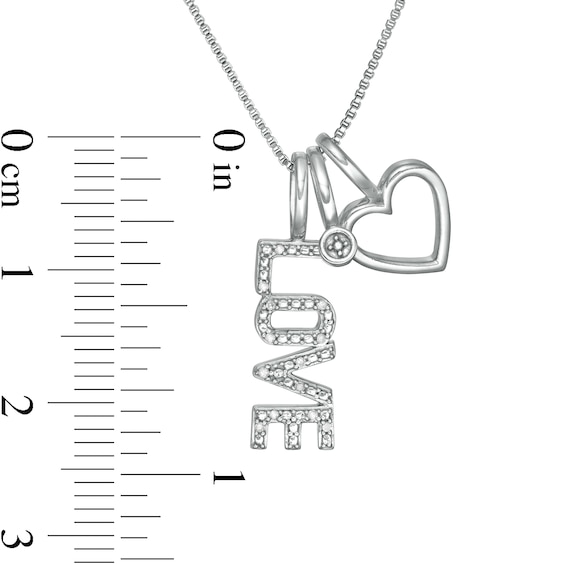 Diamond Accent "LOVE" Theme Charms Pendant in Sterling Silver