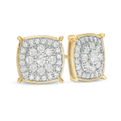 1 CT. T.W. Composite Cushion Diamond Stud Earrings in 10K Gold