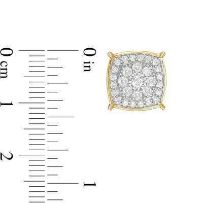 1 CT. T.W. Composite Cushion Diamond Stud Earrings in 10K Gold