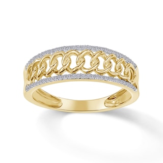 1/8 CT. T.W. Diamond Border Chain Link Ring in 10K Gold