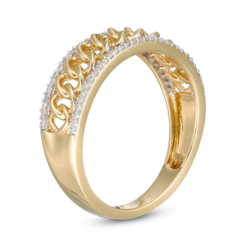 1/8 CT. T.W. Diamond Border Chain Link Ring in 10K Gold