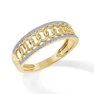 1/8 CT. T.W. Diamond Border Chain Link Ring in 10K Gold
