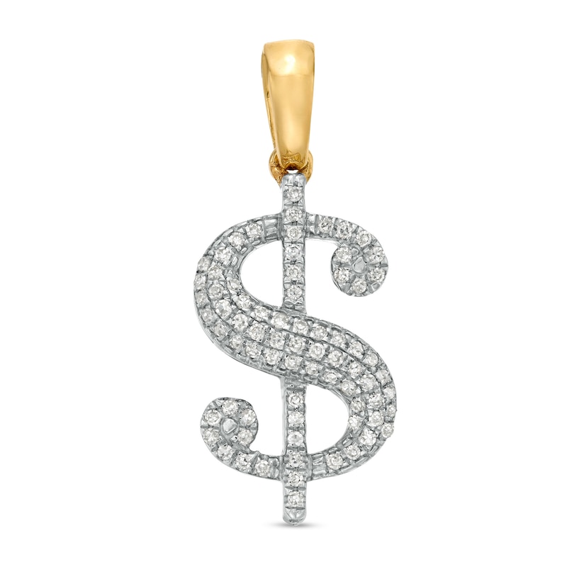 Main Image 1 of 1/8 CT. T.W. Diamond Dollar Sign Charm in 10K Gold