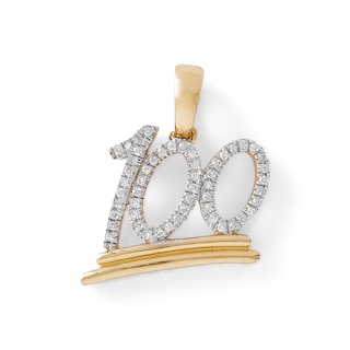 10K Gold 1/10 CT. T.W. Diamond '100' Necklace Charm