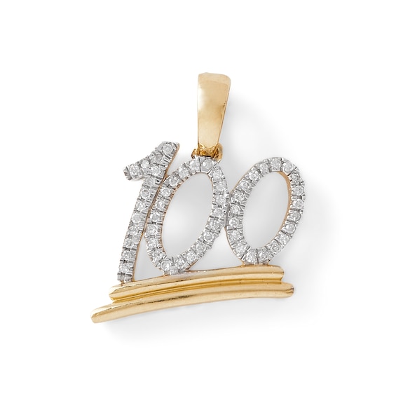 1/10 CT. T.W. Diamond '100' Charm in 10K Gold