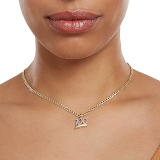 10K Gold 1/10 CT. T.W. Diamond '100' Necklace Charm