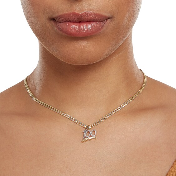 10K Gold 1/10 CT. T.W. Diamond '100' Necklace Charm