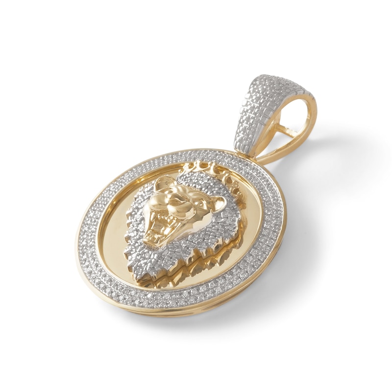Main Image 2 of 1/4 CT. T.W. Diamond Lion King Medallion Charm in 10K Gold