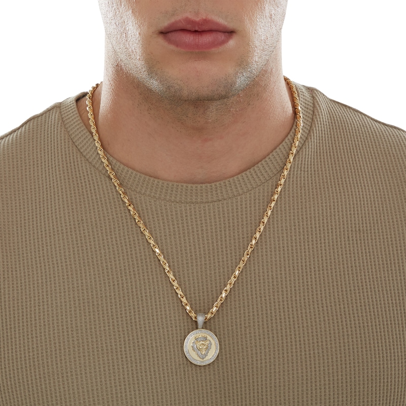 Main Image 3 of 1/4 CT. T.W. Diamond Lion King Medallion Charm in 10K Gold