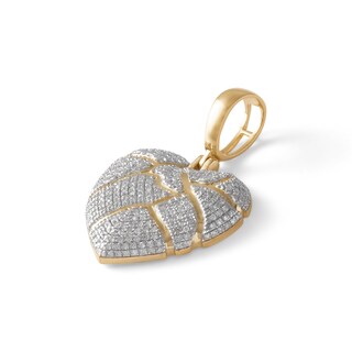 1/2 CT. T.W. Diamond Puffed Shattered Heart Charm in 10K Gold