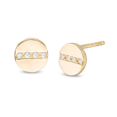 Cubic Zirconia Button Stud Earrings in 10K Gold