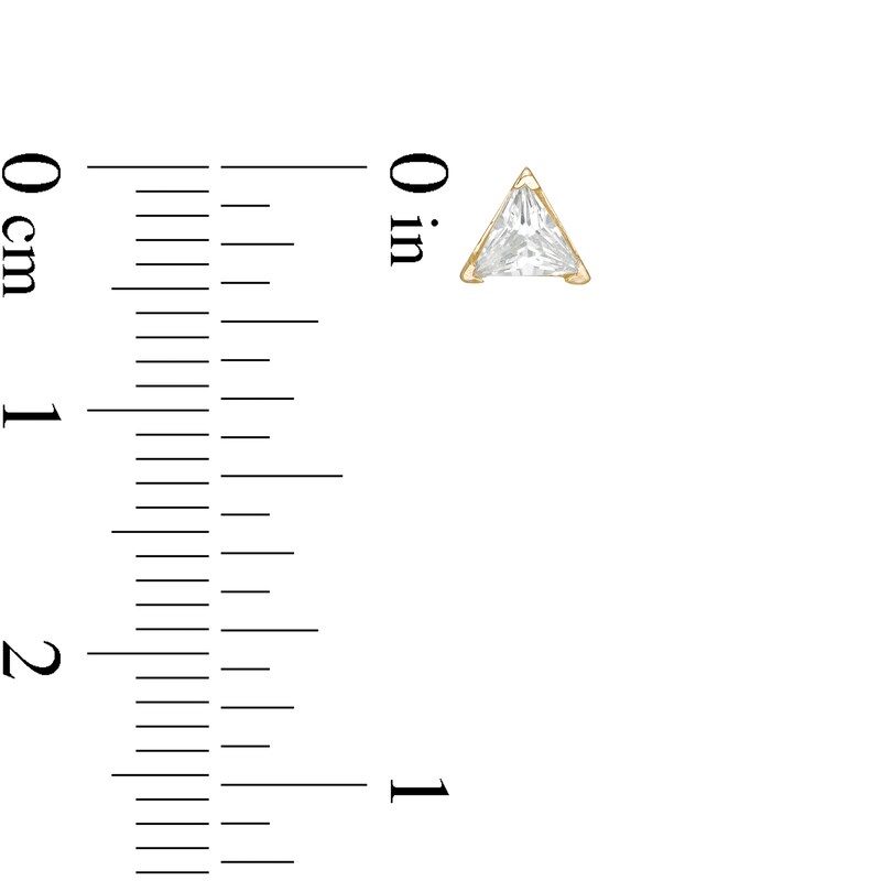 Main Image 2 of 4mm Trillion-Cut Cubic Zirconia Solitaire Stud Earrings in 10K Gold