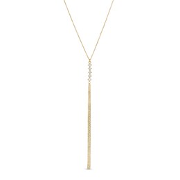 Made in Italy Cubic Zirconia Linear Drop with Chain Tassel Necklace in 10K Gold - 16&quot;