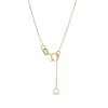 Thumbnail Image 1 of Made in Italy Cubic Zirconia Linear Drop with Chain Tassel Necklace in 10K Gold - 16"