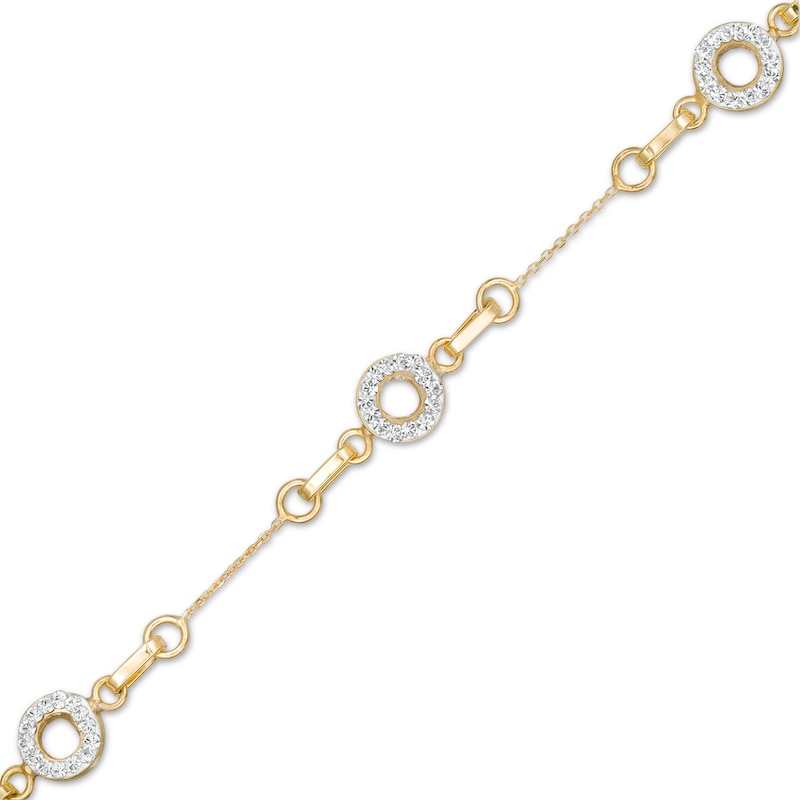 Made in Italy Cubic Zirconia and Diamond-Cut Circle Station Bracelet in 10K Gold - 7.5"