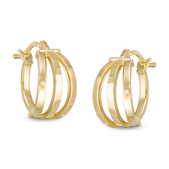 Made in Italy 10mm Triple Hoop Earrings in 10K Gold