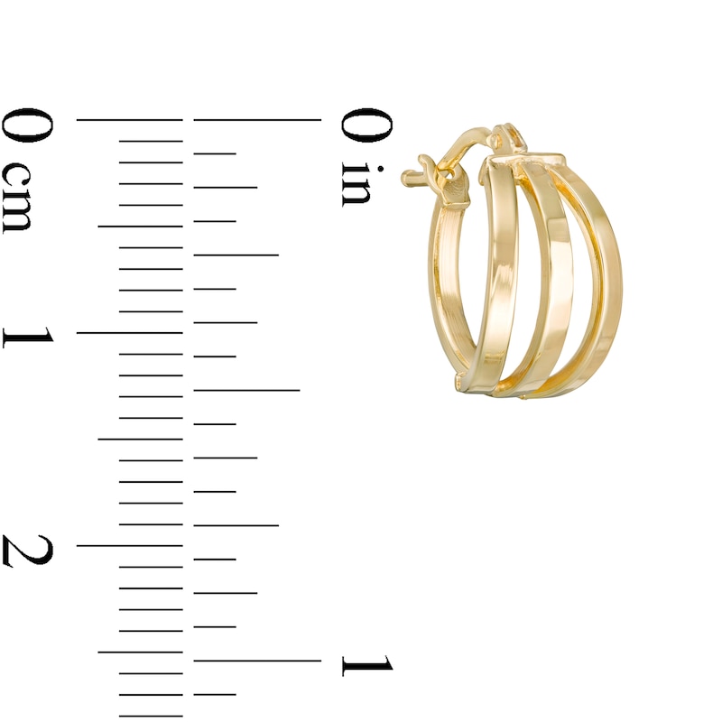 Made in Italy 10mm Triple Hoop Earrings in 10K Gold