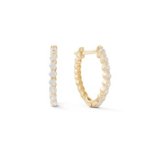Cubic Zirconia Oval Huggie Hoop Earrings in 10K Gold