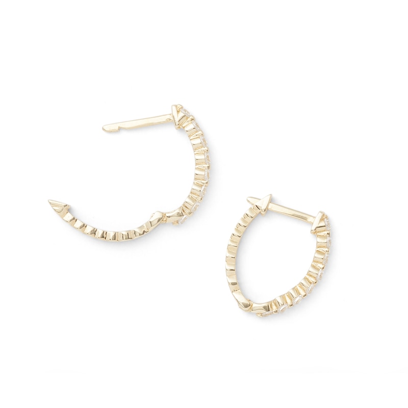 Cubic Zirconia Oval Huggie Hoop Earrings in 10K Gold