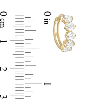 3.5mm Cubic Zirconia Five Stone Huggie Hoop Earrings in 10K Gold