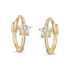 Thumbnail Image 1 of Cubic Zirconia Flower Huggie Hoop Earrings in 10K Gold