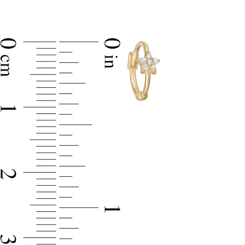 Main Image 2 of Cubic Zirconia Flower Huggie Hoop Earrings in 10K Gold