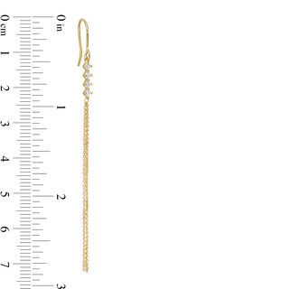 Made in Italy Cubic Zirconia Linear Dangle with Chain Tassel Drop Earrings in 10K Gold
