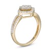 1/2 CT. T.W. Cushion Composite Diamond Bypass Frame Split Shank Ring in 10K Gold