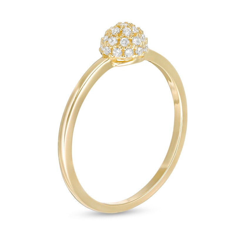 Main Image 2 of Cubic Zirconia Pavé Ball Ring in 10K Gold - Size 7