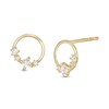 Thumbnail Image 1 of Princess-Cut and Round Cubic Zirconia Scatter Open Circle Stud Earrings in 10K Gold