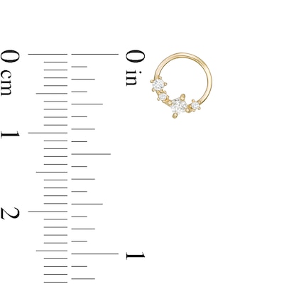 Princess-Cut and Round Cubic Zirconia Scatter Open Circle Stud Earrings in 10K Gold