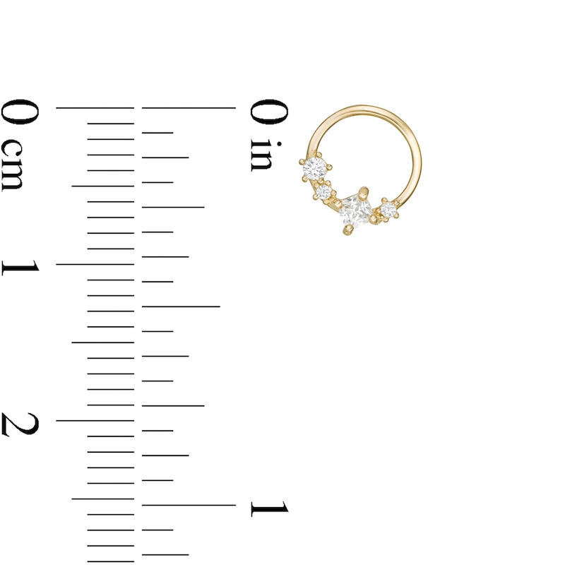 Main Image 2 of Princess-Cut and Round Cubic Zirconia Scatter Open Circle Stud Earrings in 10K Gold