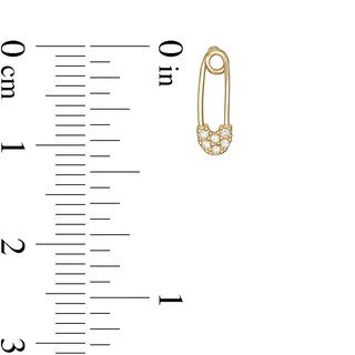 Cubic Zirconia Safety Pin Drop Earrings in 10K Gold