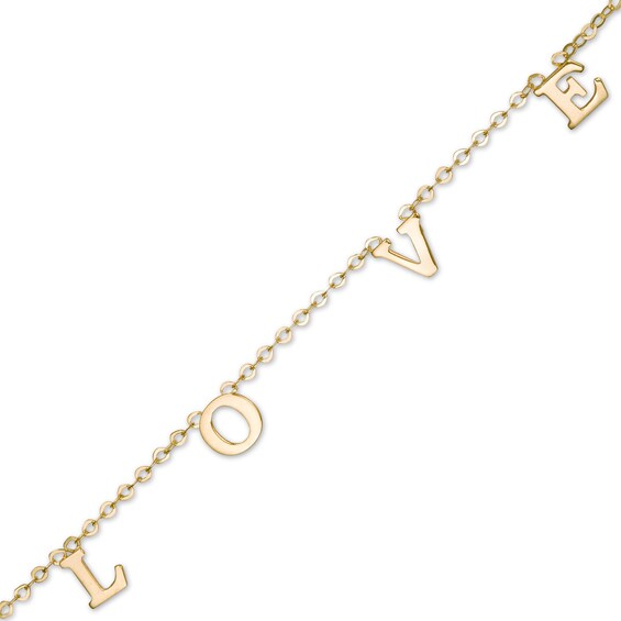 Made in Italy Child's "LOVE" Station Bracelet in 10K Gold - 6.5"