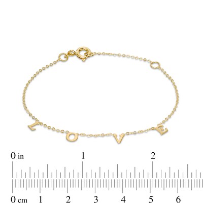 Made in Italy Child's "LOVE" Station Bracelet in 10K Gold - 6.5"