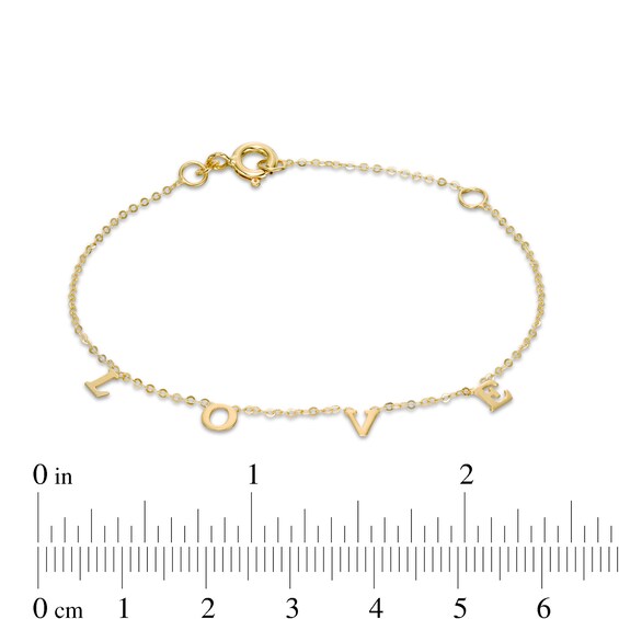 Made in Italy Child's "LOVE" Station Bracelet in 10K Gold - 6.5"