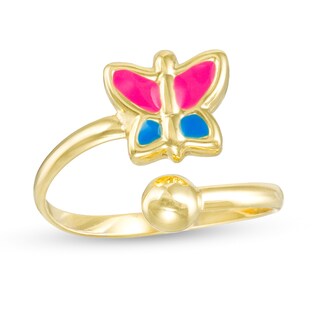 Child's Enamel Butterfly Bypass Ring in 10K Gold - Size 3