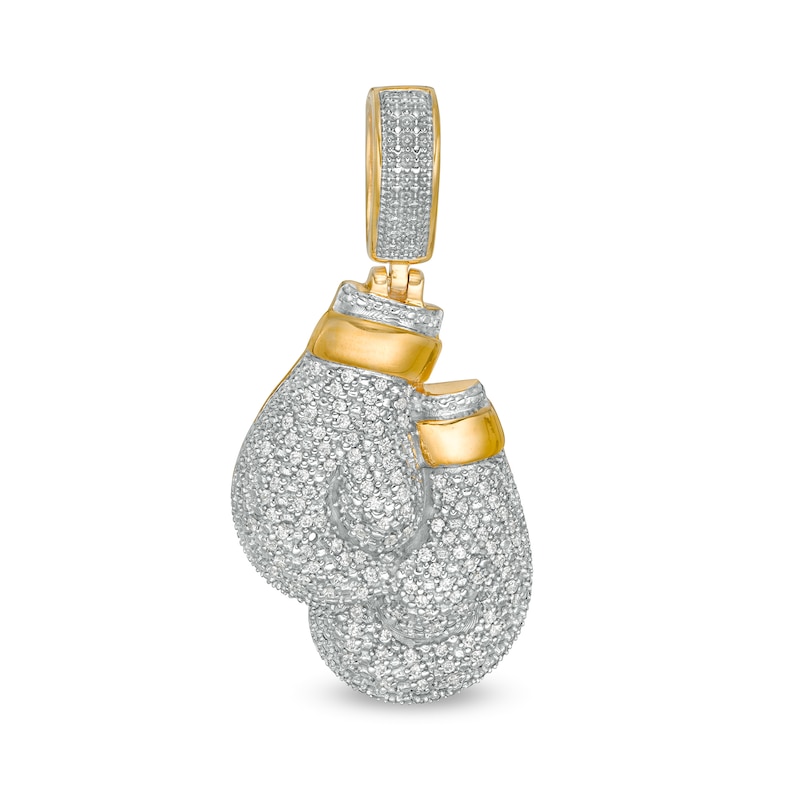 Main Image 1 of 1/3 CT. T.W. Diamond Boxing Gloves Necklace Charm in 10K Gold