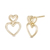 Thumbnail Image 1 of Stacked Double Heart Outline Drop Earrings in 10K Gold