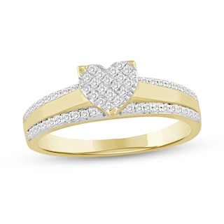 1/5 CT. T.W. Composite Heart Diamond Edge Ring in 10K Gold