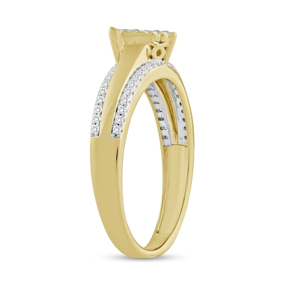 1/5 CT. T.W. Composite Heart Diamond Edge Ring in 10K Gold