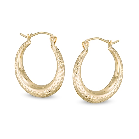 14.5mm Diamond-Cut Hollow Hoop Earrings in 10K Gold