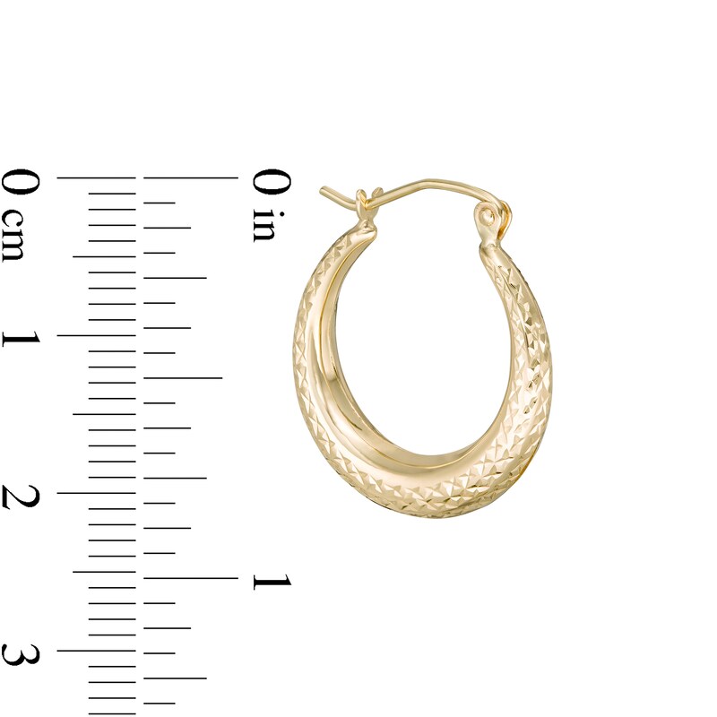 Main Image 2 of 14.5mm Diamond-Cut Hollow Hoop Earrings in 10K Gold