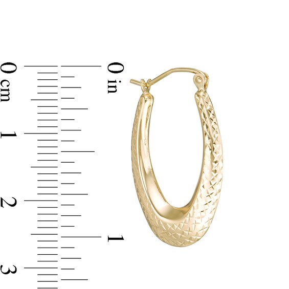 10.3mm Diamond-Cut Hollow Oval Hoop Earrings in 10K Gold