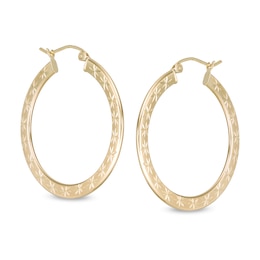 24mm Diamond-Cut Stars Flat Hoop Earrings in 10K Tube Hollow Gold