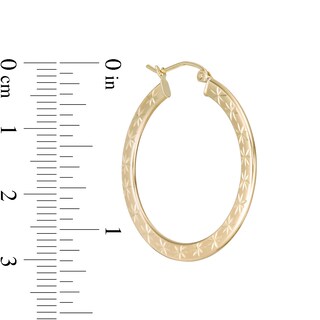 24mm Diamond-Cut Stars Flat Hoop Earrings in 10K Tube Hollow Gold