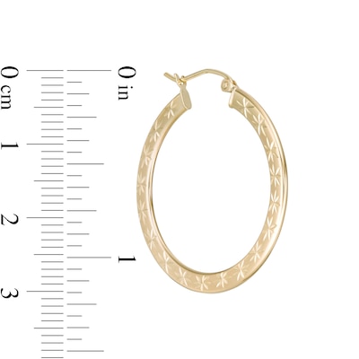 24mm Diamond-Cut Stars Flat Hoop Earrings in 10K Tube Hollow Gold